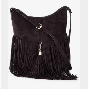 Black suede tassel crossbody purse